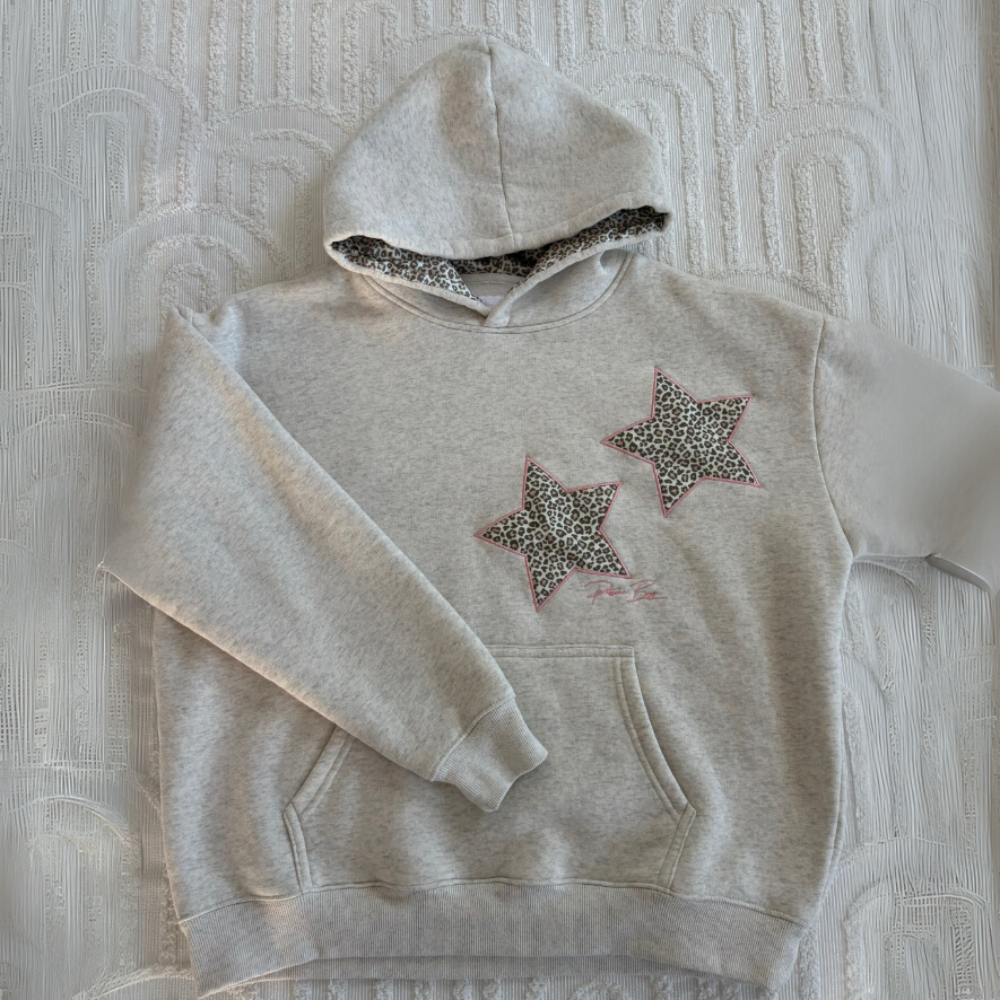 Kapuzenpullover mit Leopardenmuster und Stern