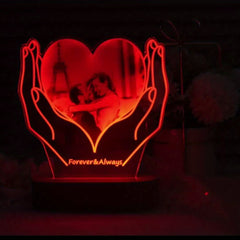 Personalisierter LED-Fotorahmen in Herzform mit Nachtlicht und Holzständer - Individuelle Geschenke für Mama, Papa, Jahrestag, Geburtstag