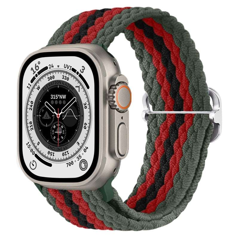Braided Nylon Strap For Apple Watch Ultra 49mm|  Elastic watch band for iWatch ultra 8 7 SE 3 4 5 6 - Reliable Bands