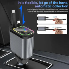 4 In 1 Retractable Car Charger Starlight In Car Roof