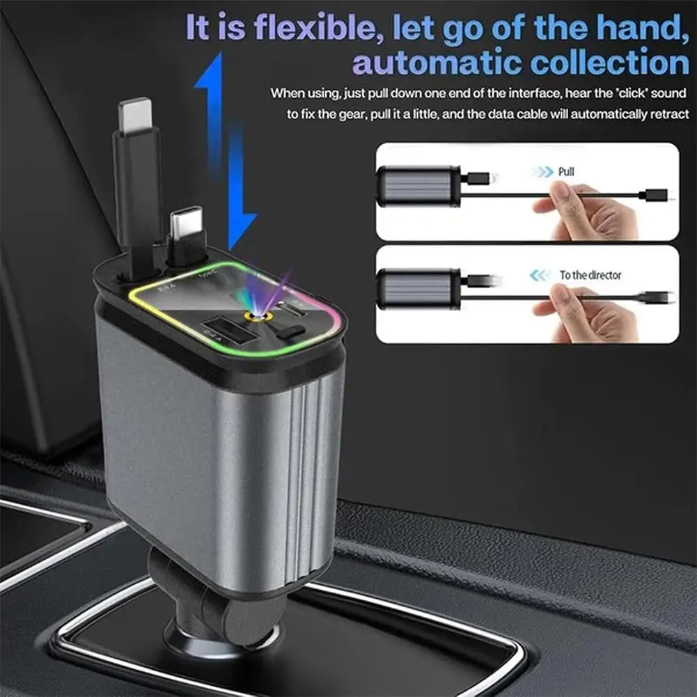 4 In 1 Retractable Car Charger Starlight In Car Roof