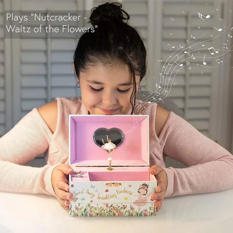 Music Box Christmas Fantasy Rotating Unicorn Ballet Girl Children's Music Box New Year Birthday Gift Multifunctional Jewelry Box