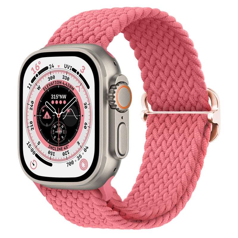 Braided Nylon Strap For Apple Watch Ultra 49mm|  Elastic watch band for iWatch ultra 8 7 SE 3 4 5 6 - Reliable Bands