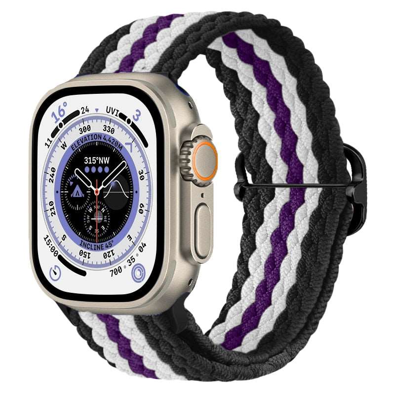 Braided Nylon Strap For Apple Watch Ultra 49mm|  Elastic watch band for iWatch ultra 8 7 SE 3 4 5 6 - Reliable Bands