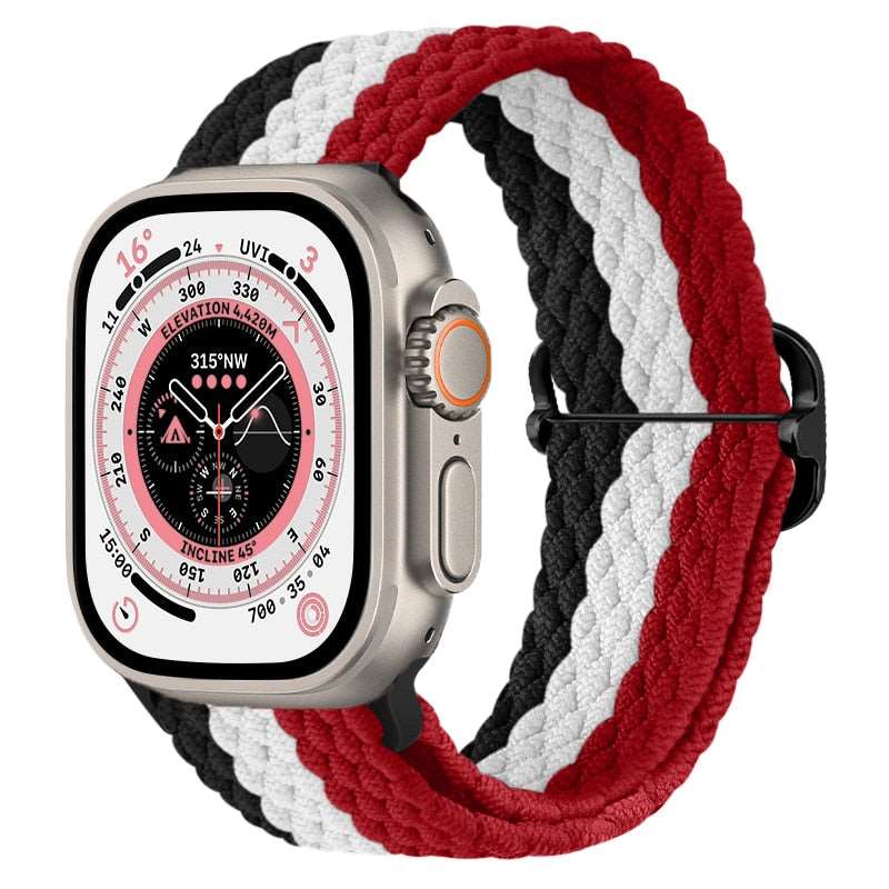 Braided Nylon Strap For Apple Watch Ultra 49mm|  Elastic watch band for iWatch ultra 8 7 SE 3 4 5 6 - Reliable Bands