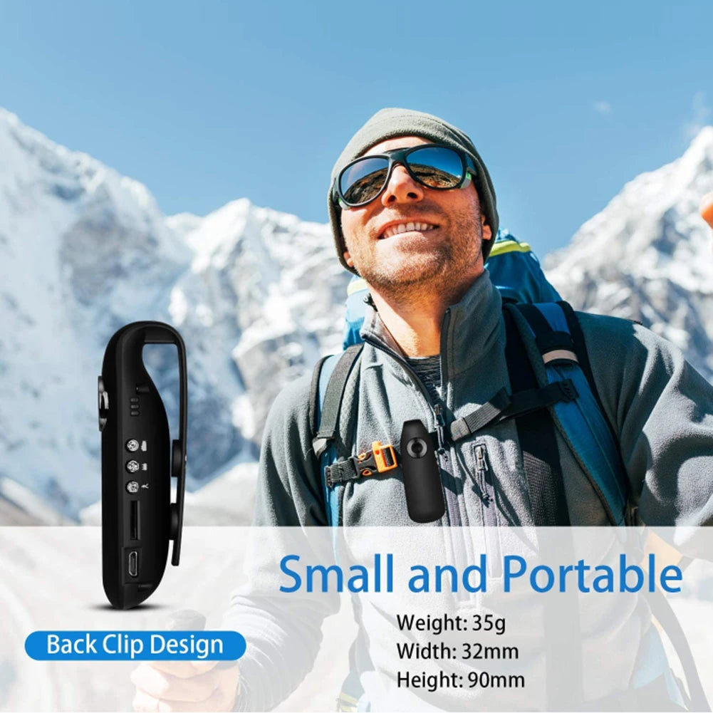 Motion Detection Back Clip Camera Pocket Video Recorder for Outdoor Sport Interview Class Meeting HD Micro Cam