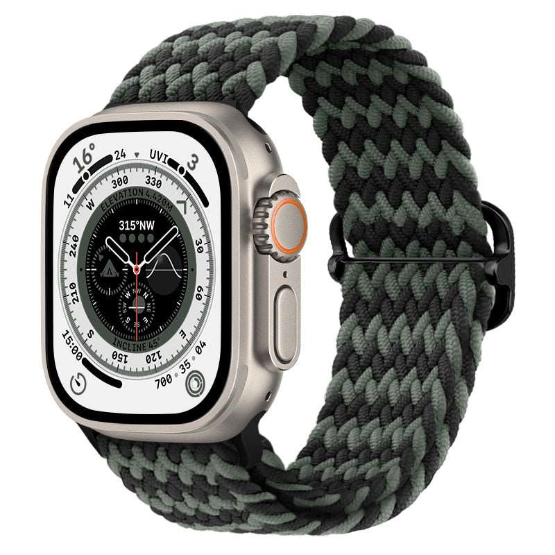 Braided Nylon Strap For Apple Watch Ultra 49mm|  Elastic watch band for iWatch ultra 8 7 SE 3 4 5 6 - Reliable Bands