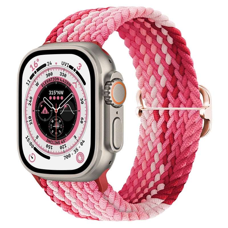 Braided Nylon Strap For Apple Watch Ultra 49mm|  Elastic watch band for iWatch ultra 8 7 SE 3 4 5 6 - Reliable Bands