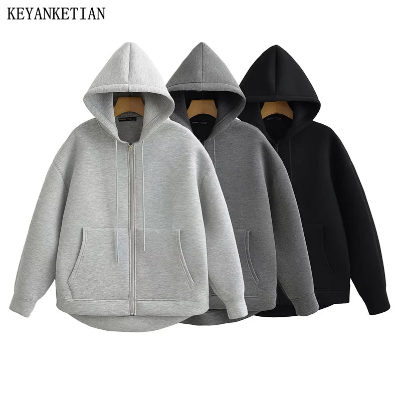 Vinter dragkedja hoodie