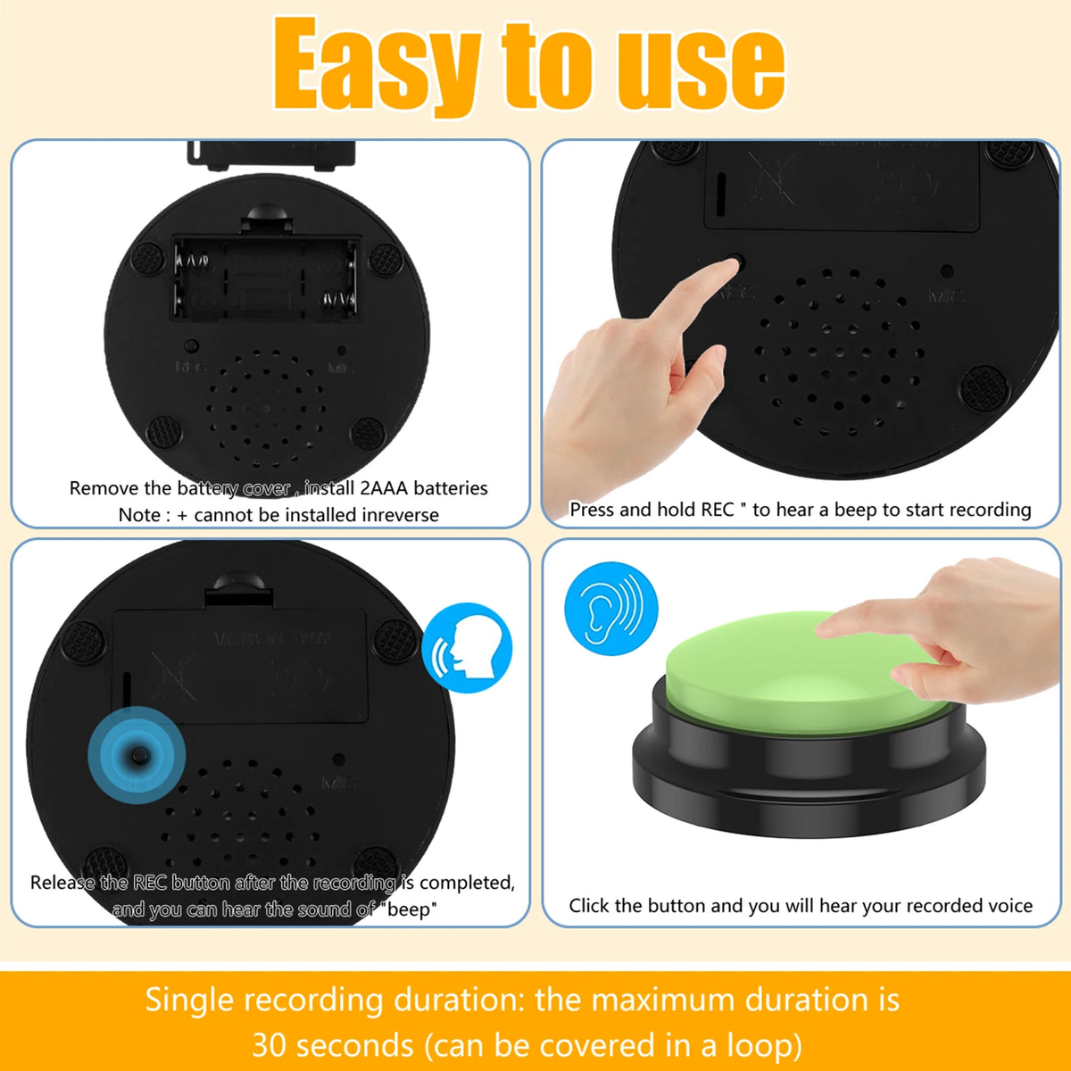 Recordable PET Training Buttons