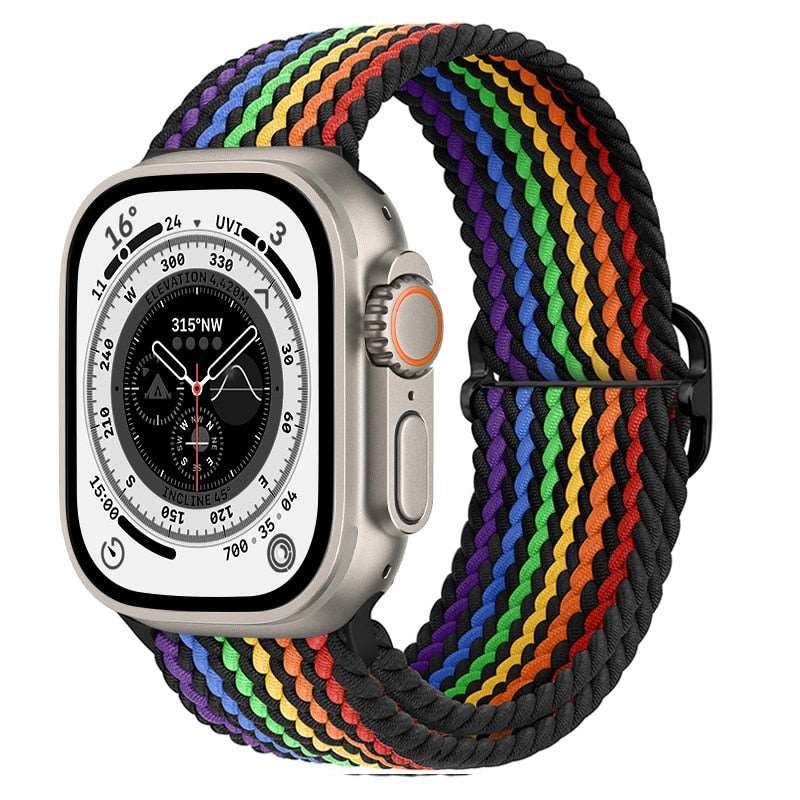 Braided Nylon Strap For Apple Watch Ultra 49mm|  Elastic watch band for iWatch ultra 8 7 SE 3 4 5 6 - Reliable Bands