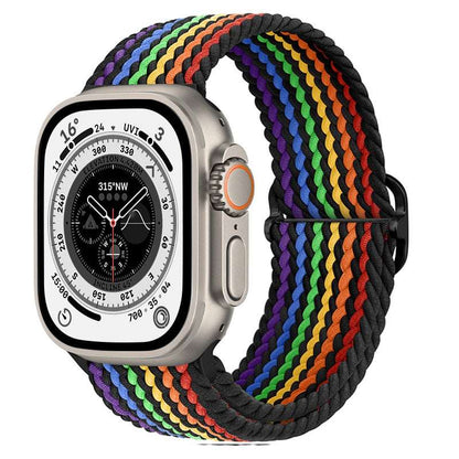 Braided Nylon Strap For Apple Watch Ultra 49mm|  Elastic watch band for iWatch ultra 8 7 SE 3 4 5 6 - Reliable Bands