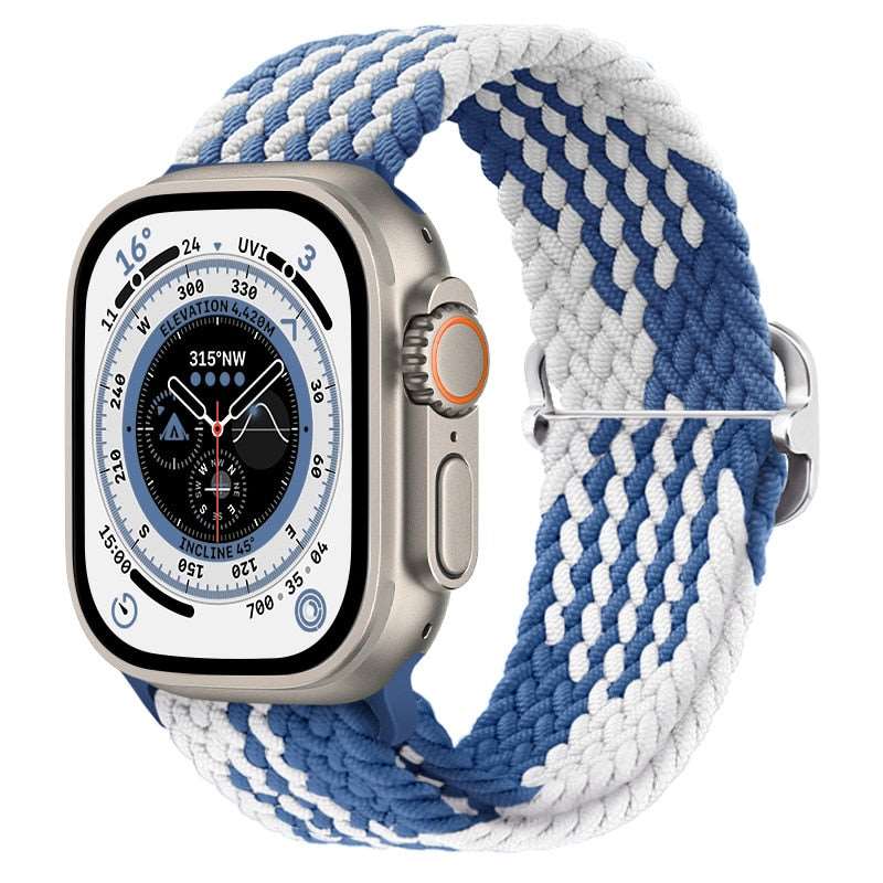 Braided Nylon Strap For Apple Watch Ultra 49mm|  Elastic watch band for iWatch ultra 8 7 SE 3 4 5 6 - Reliable Bands