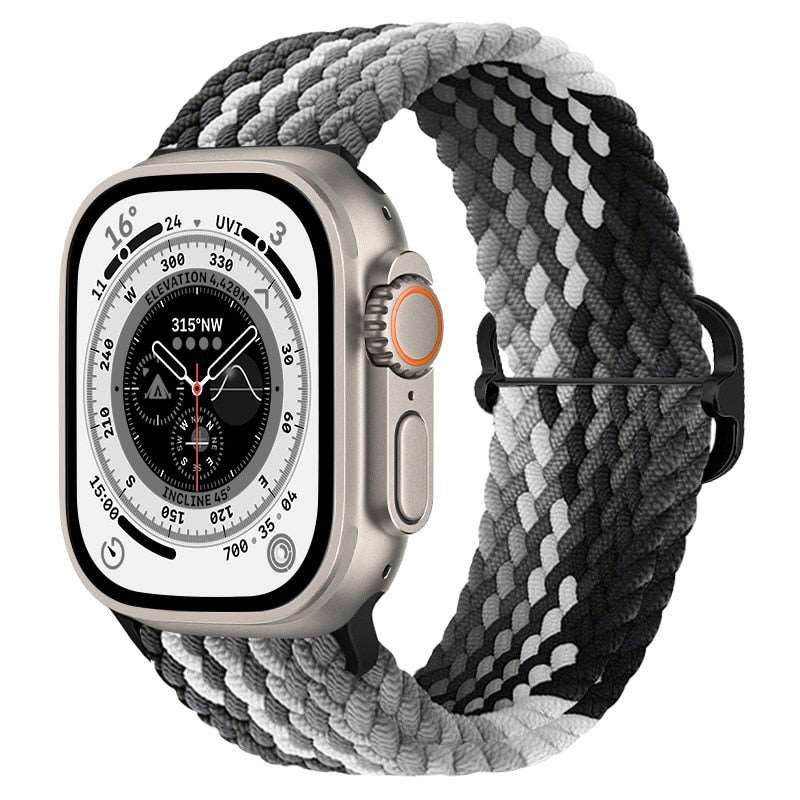 Braided Nylon Strap For Apple Watch Ultra 49mm|  Elastic watch band for iWatch ultra 8 7 SE 3 4 5 6 - Reliable Bands