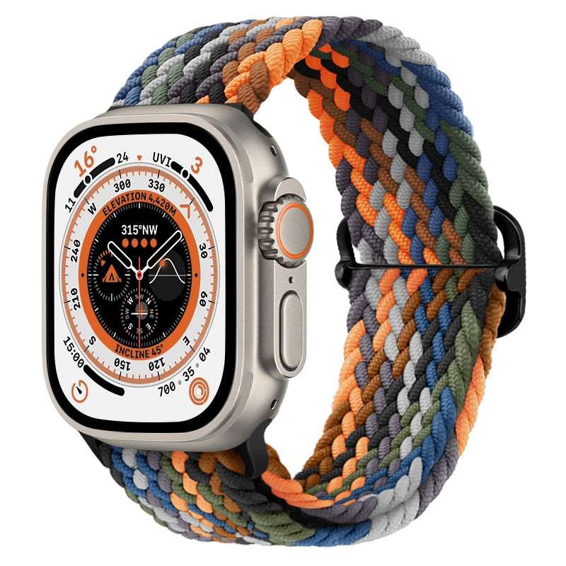 Braided Nylon Strap For Apple Watch Ultra 49mm|  Elastic watch band for iWatch ultra 8 7 SE 3 4 5 6 - Reliable Bands