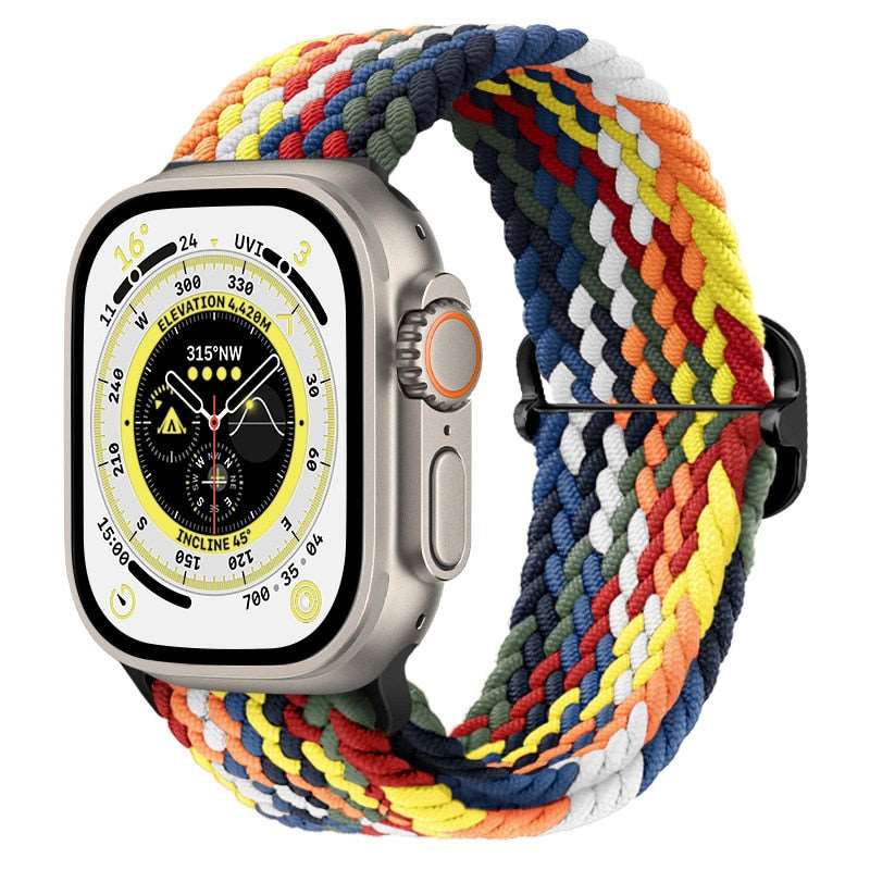 Braided Nylon Strap For Apple Watch Ultra 49mm|  Elastic watch band for iWatch ultra 8 7 SE 3 4 5 6 - Reliable Bands