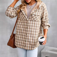 Winter Casual Plaid Hooded Wool Coat