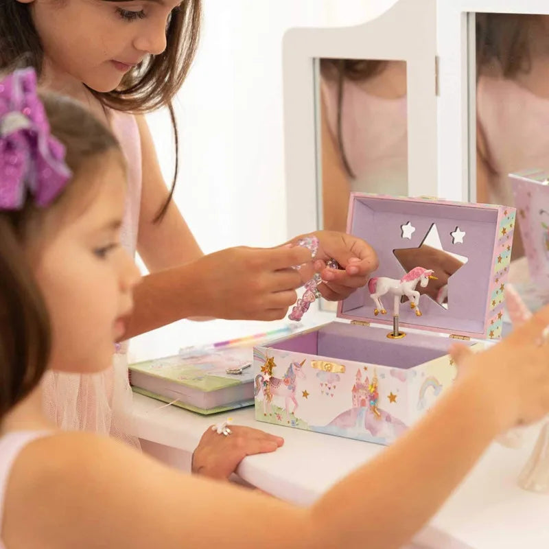 Music Box Christmas Fantasy Rotating Unicorn Ballet Girl Children's Music Box New Year Birthday Gift Multifunctional Jewelry Box