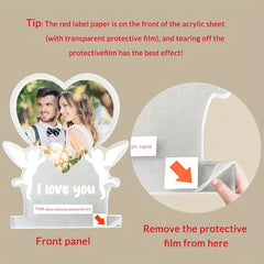 Personalisierter LED-Fotorahmen in Herzform mit Nachtlicht und Holzständer - Individuelle Geschenke für Mama, Papa, Jahrestag, Geburtstag