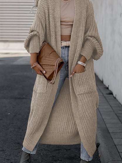 Solid Open Front Pocket Cardigan