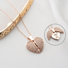 Personalized Heart Wings Pendant