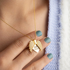 Personalized Heart Wings Pendant