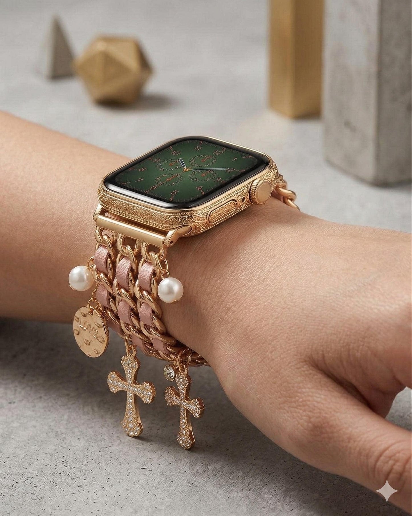 Women gold watch Strap for apple watch series 11,10,9,8,7 SE|Strap for women apple watch Compatible 38mm 40mm 42mm 44mm 49mm watch